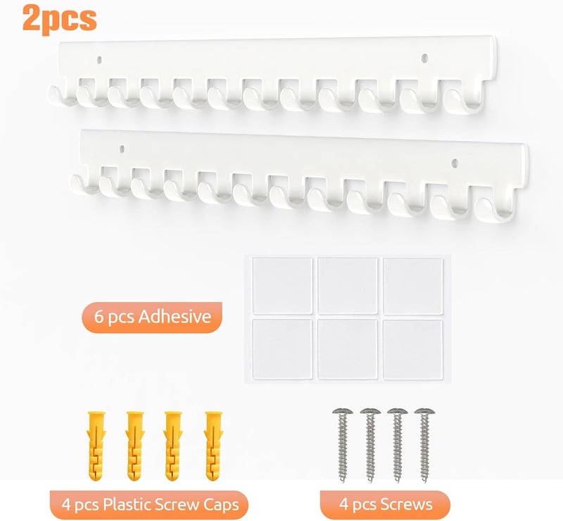 Mecnmsa 2 Pack Necklace Holder - Hanging Jewelry Organizer, Self-Adhesive, Wall Mount (White) - Image 3